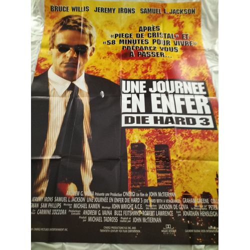 Une Journée En Enfer (Die Hard 3) - Affiche De Cinéma Originale - Etat Neuf, Jamais Affichée - Format 120x160 Cm - Film De John Mctiernan, Avec Bruce Willis, Jeremy Irons, Samuel L. Jackson Année 1995