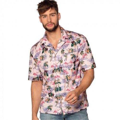 Chemise Flamants Roses Palmiers Adulte