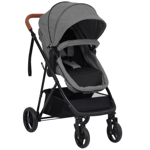 Vidaxl Poussette Pour Bébé 2-En-1 Gris Clair Et Noir Acier