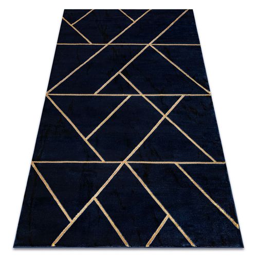 140x190 Cm Tapis Emerald Exclusif 1012 Glamour, Élégant Géométrique Blu Scuro / Or