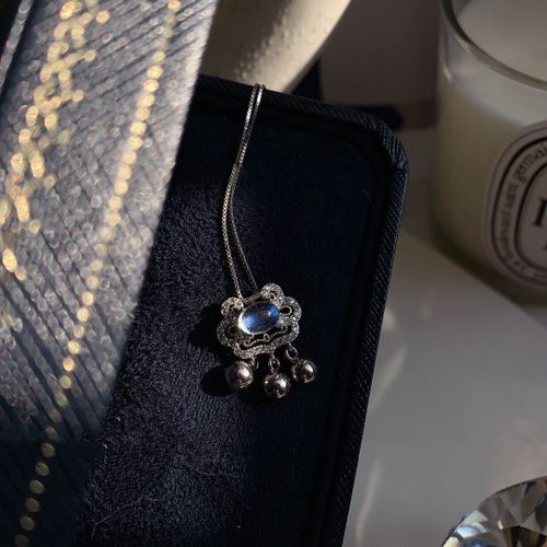 Collier Pendentif En Pierre De Lune Pour Femme, Bijou En Argent, Design Original, Petit Bijou De Luxe Réfléchissant, Breloque Brillante