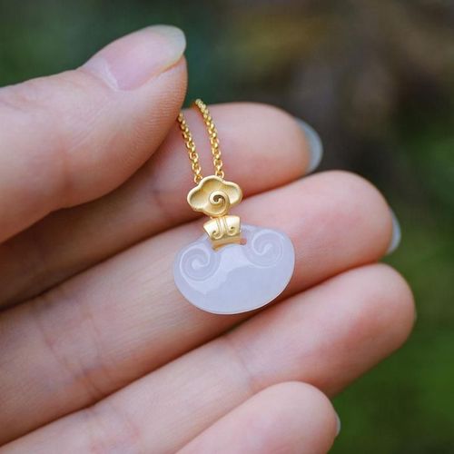 Collier En Jade Naturel Hetian Pour Femmes, Pendentif En Jade Blanc Ruyi, En Argent Sterling S925, En Or 950k