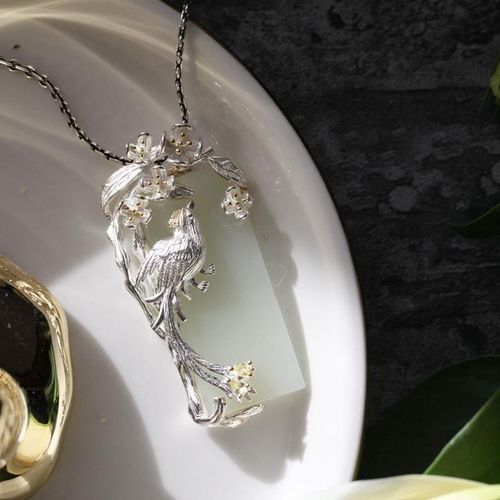 Collier En Argent Incrusté De Jade Hétien Naturel, Style Ethnique, Pendentif Phénix, Bijoux De Fiançailles, De Mariage Exquis Pour Femmes