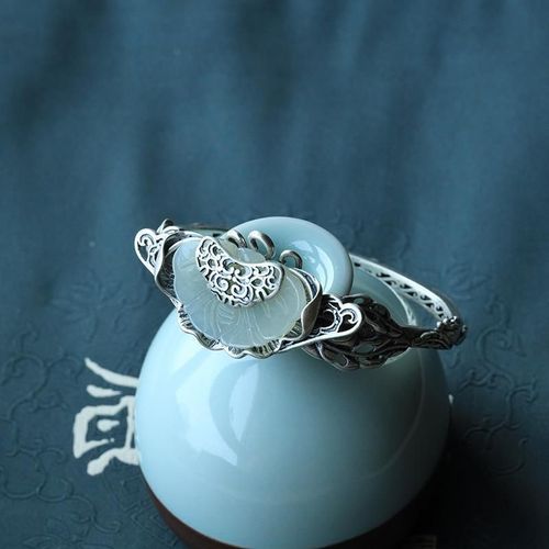 Bracelet Ouvert En Jade Pour Femme, Bijou De Créateur Original, Nouveau Et Ancien, Fait À La Main, Papillon, Argent Incrusté, Rétro