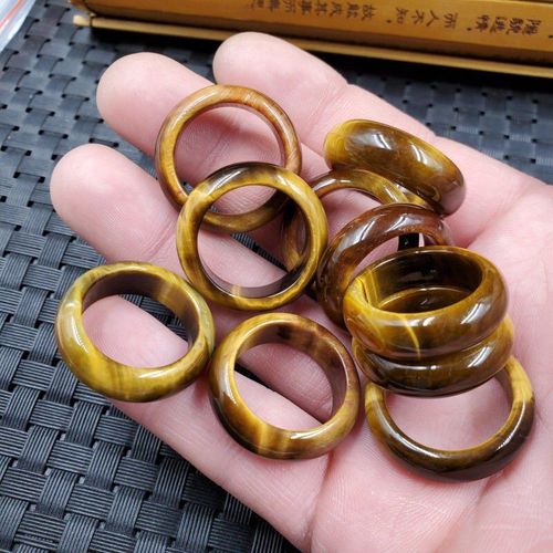 Bague Oeil De Tigre En Pierre Naturelle, Bijoux En Or Jaune Pour Femmes Et Hommes, Anneau En Nickel