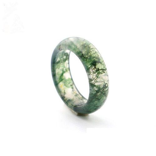 Bague En Agate Avec Pierre Naturelle Pour Hommes Et Femmes, Anneau En Agate, Mousse, Calcédoine, Pour Amoureux, Bijoux En Jade Véritable