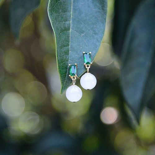Boucles D'oreilles En Argent Naturel Hetian Jade Blanc, Boucles D'oreilles En Émeraude, Style Chinois Rétro Charmant, Bijoux De Luxe Noble De Marque Pour Femmes