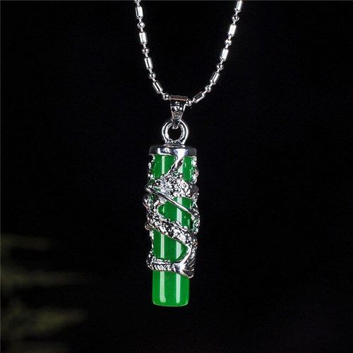 Collier Avec Pendentif En Jade Vert Malaisien, Incrustation En Argent 925 Naturel, Émeraude, Chaîne Gratuite