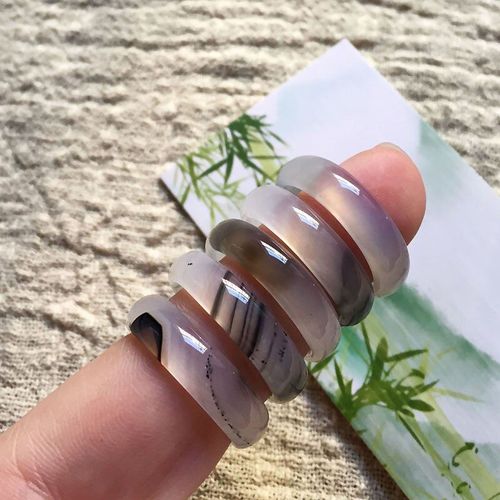 Bague En Agate Blanche Naturelle Pour Hommes Et Femmes, Avec Texture Faite À La Main, Bijoux De Marque En Jade, Pierre Naturelle, 1 Pièce