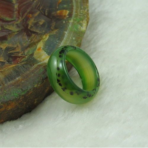 Bague En Agate Verte Naturelle Pour Hommes Et Femmes, Avec Texture, Faite À La Main, Bijoux En Jade, Pierre Naturelle, 1 Paire