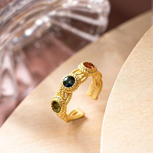 Bague Tourmaline Naturelle Avec Argent Sterling 925 Pour Femmes, Bijoux De Marque, Pierre Naturelle, Or Rose 925, 925