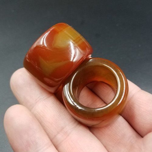 Bague En Agate Marron Naturel Pour Hommes Amoureux, Avec Texture, Faite À La Main, Bijoux En Jade, Pierre Naturelle, 1 Pièce