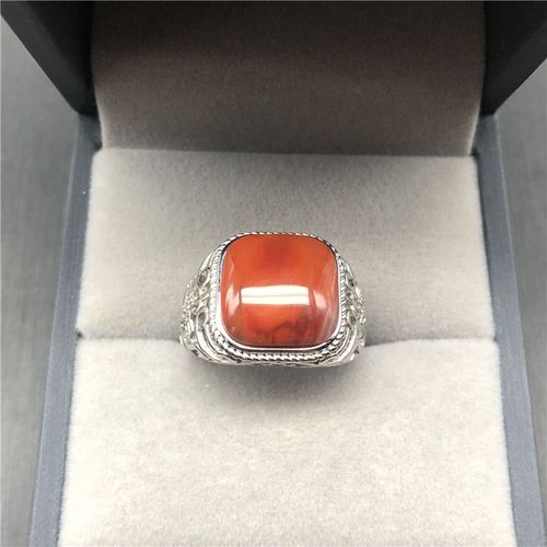 Bague En Jade Rouge Du Yunnan Avec Argent Sterling 925 Pour Hommes Et Femmes, Bijou De Marque En Jade