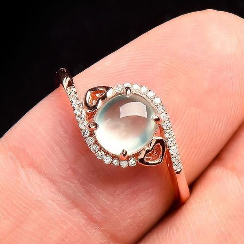 Bague Ovale Ajustable En Calcédoine Naturelle Pour Femmes, Nouvelle Collection Originale De Bijoux De Styliste En Argent