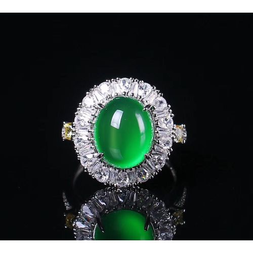 Bague En Jade Et Agate Verte Authentique, En Argent Sterling 925, Or Rose, Bijoux En Pierre Naturelle