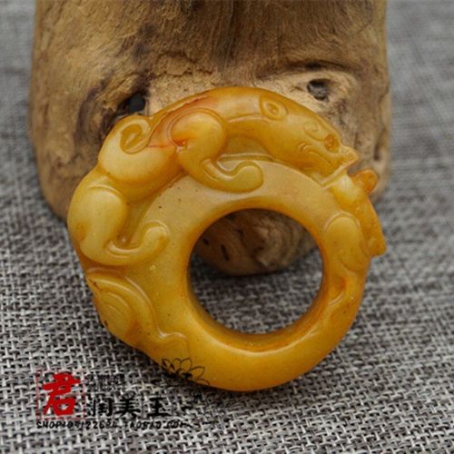 Bague En Jade Jaune Véritable Pour Hommes, Anneau De Marque Sculpté, Pierres De Jade, Bijoux Émeraude, 100%