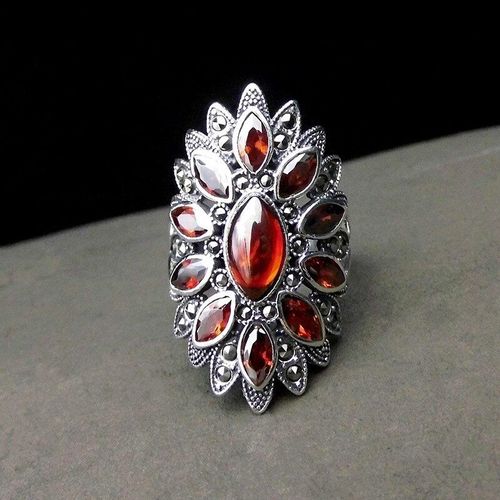 Bague En Argent Sterling 925 Avec Pierre Naturelle Pour Hommes Et Femmes, Anneau En Pierre De Jade Véritable, Anneau En Grenat, Rubis, Bijoux De Marque, 925