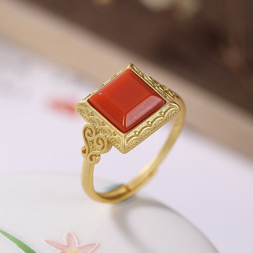 Bague En Agate Du Sud Naturelle Pour Femmes, Anneau En Jade Avec Argent Sterling 925, Bague En Or 925, Bague En Rubis Avec Nickel Pour Femmes