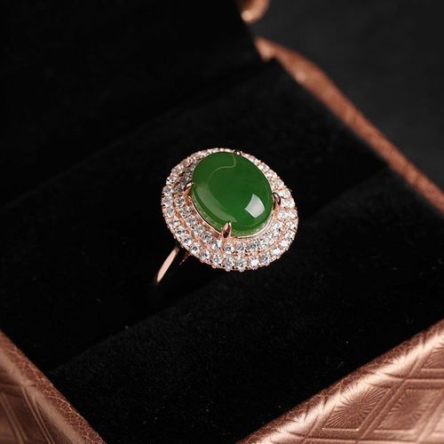Bague En Jade Vert Jaspe Véritable, En Argent Sterling 925, Or Rose, Bijoux En Pierre Naturelle
