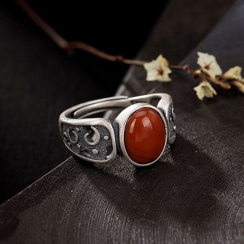 Bague En Jade D'agate Rouge Du Sud Naturelle Pour Femmes, Anneau En Argent Sterling 925, Bijoux En Nickel, Rigns, 925