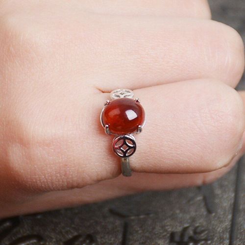 Bague En Argent Sterling 925 Avec Pierre Naturelle Pour Femmes, Anneau En Rubis, Bijou En Jade, 7a, Grenat Naturel, 925