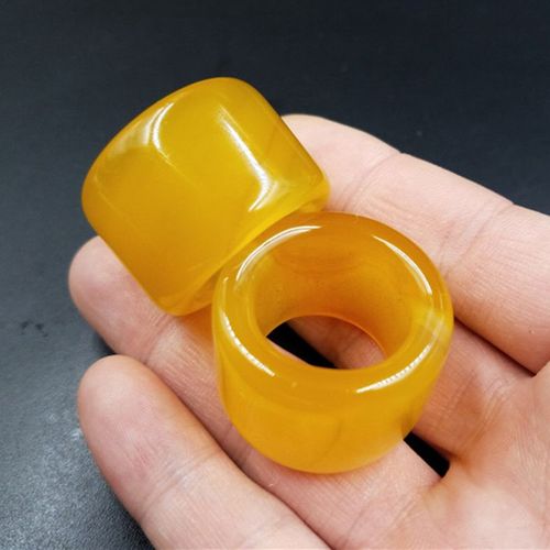 Bague En Agate Jaune Naturelle Pour Hommes Amoureux, Avec Texture, Faite À La Main, Bijoux En Jade, Pierre Naturelle, 1 Pièce