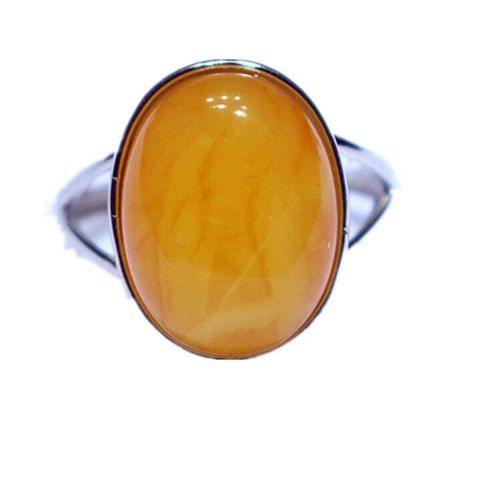 Bague En Ambre Naturel Incrusté D'argent Sterling 925 Pour Femmes, Bague En Diamant Redimensionnable