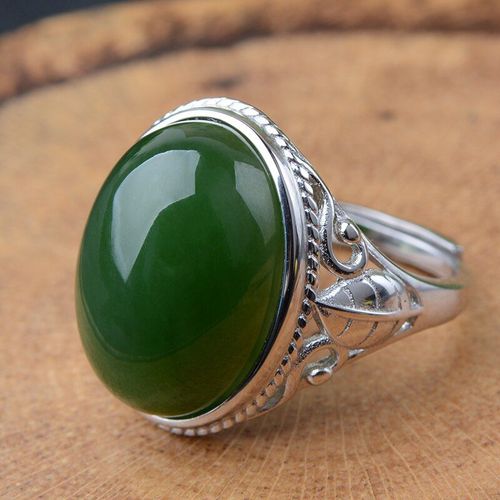 Bague En Jade Vert Naturel Pour Femmes, Redimensionnable, Avec Argent Sterling 925, Bijoux En Jaspe, 925