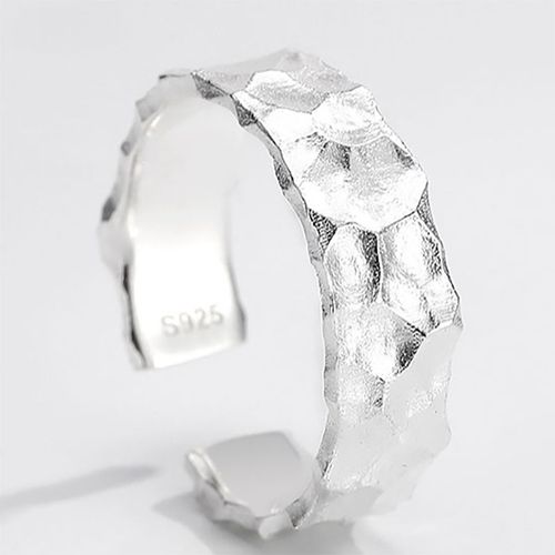 Bague Pour Homme En Argent, Nouveau Style, Rétro, Forme Irrégulière Ouverte, Design De Niche, Léger, Luxe, Populaire, Haut De Gamme, Sens Du Vent Froid