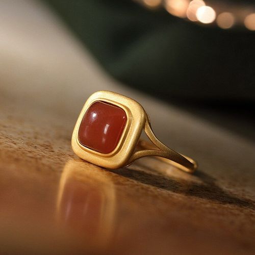Bague En Jade 100% Naturel Avec Argent Sterling S925, Bague En Or Rose Redimensionnable, Rubis, Bijoux De Marque