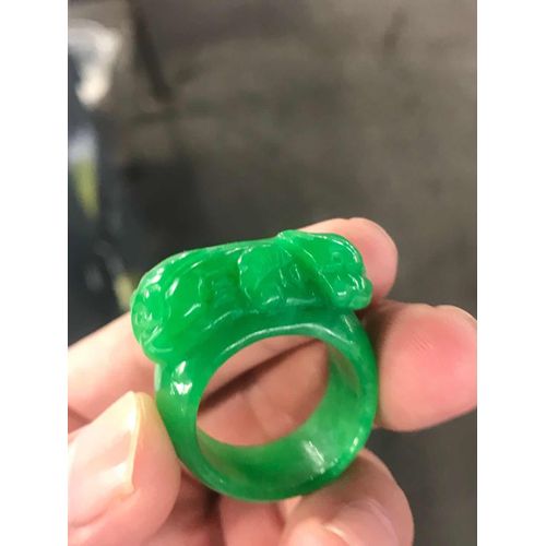 Bague En Jade Vert Naturel Sculpté À La Main, Anneau De Marque En Jade, Émeraude, Bijoux Pour Hommes