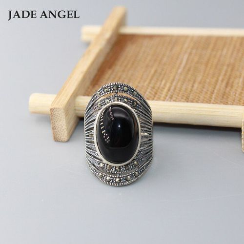 Bague En Jade Vert En Agate Naturelle, Anneau En Argent Sterling 925, Bijoux De Marque En Pierre Naturelle