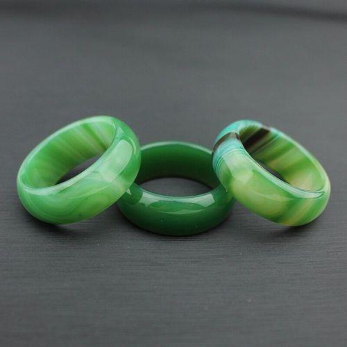 Bague En Agate Verte Avec Texture Pour Hommes, Anneau En Jade Vert Fait À La Main, Bijoux En Pierre Naturelle 1