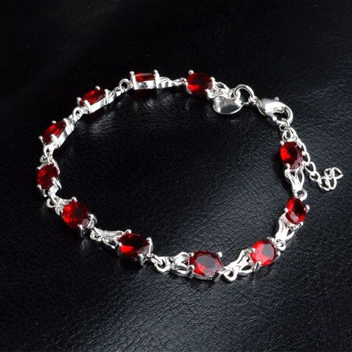 Bracelet En Argent Sterling 925 Avec Pierres Précieuses Pour Femmes, Perles De Jade, Grenat, Zircon, Santé