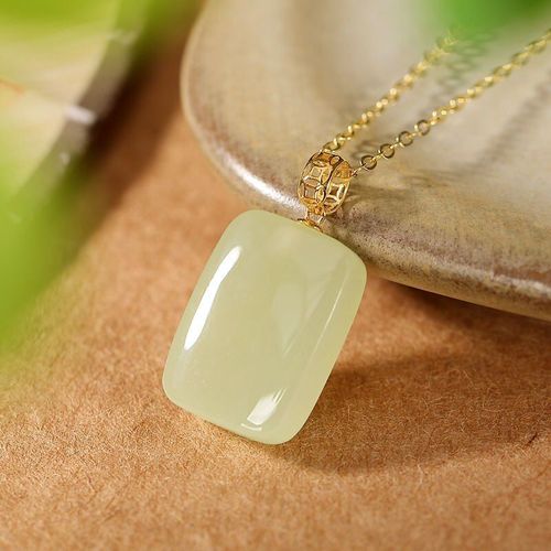 Collier Pendentif En Topaze De Jade Hetian Naturel, Style Chinois Rétro, Breloque Géométrique Unique Et Brillante, Bijoux De Marque Pour Femmes