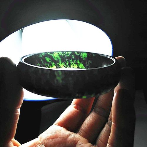 Bracelet En Jade Vert Foncé Pour Femmes, Naturel, Noir, Vert Émeraude