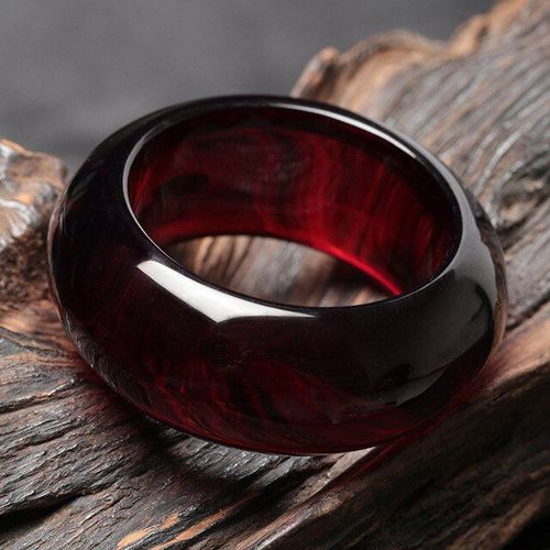 Bracelet En Ambre Avec Boulon De Sang Naturel Pour Femmes, Bracelet En Cire Épaissie, Rouge Vin