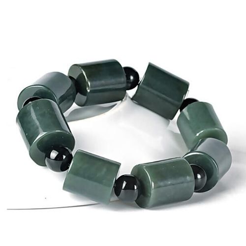 Bracelet En Jade Naturel Hetian, Noir, Vert Brut, Perles, Bijoux En Jade Jadéite, Cadeau Pour Femmes Et Hommes