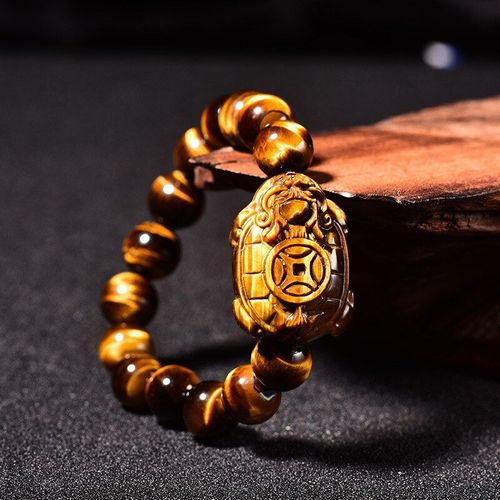 Bracelet ¿Il De Tigre Jaune Naturel Pour Femme Et Homme, Bijou En Jade, Motif Tortue Dragon, 12mm, 14mm