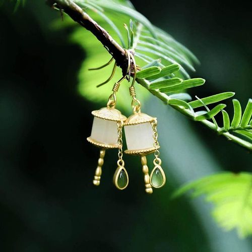 Boucles D'oreilles En Jade Blanc Hétian Naturel Incrusté, Bijoux De Marque Ravissants Pour Femmes, Design Rétro De Style Ethnique Chinois, Nouvelle Collection