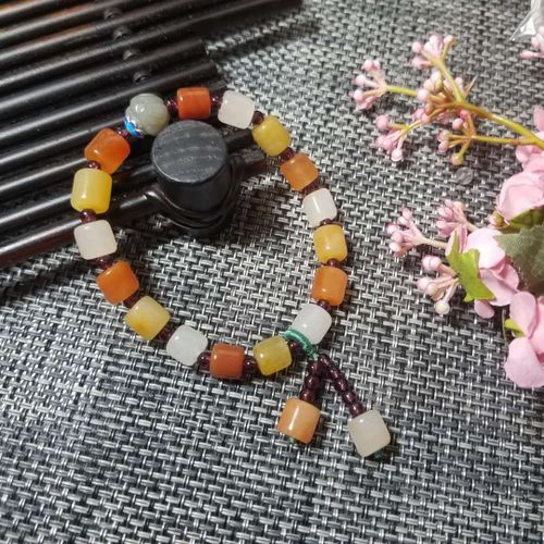 Bracelet En Jade Naturel Pour Femmes, Perles Colorées Sculptées À La Main, Bijoux En Pierres Précieuses, 8mm