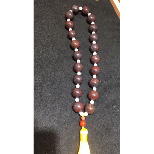 Bracelets En Jade Avec Pompon Pour Femmes, Perles Naturelles De Jade De Sang De Poulet Rubis 18mm Pour Bracelet De Prière