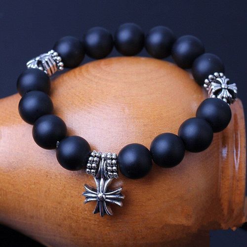Bracelet En Pierre Naturelle Pour Homme Et Femme, Bijou En Jade Noir, Perles De 12mm, Argent 925