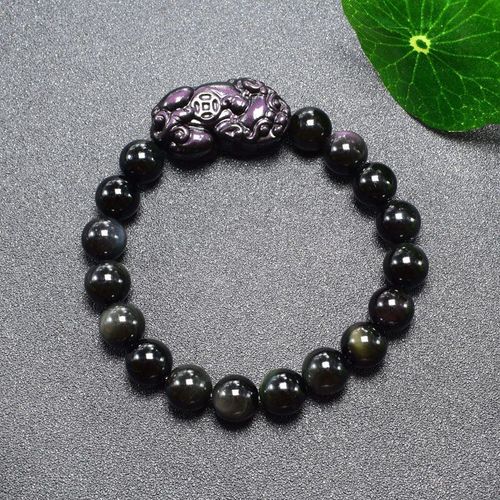 Bracelets En Obsidienne Naturelle Pour Femmes Et Hommes, Perles De Noël