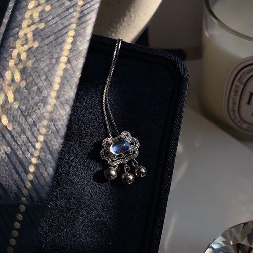 Collier Pendentif En Pierre De Lune Pour Femme, Bijou En Argent, Design Original, Petit Bijou De Luxe Réfléchissant, Breloque Brillante