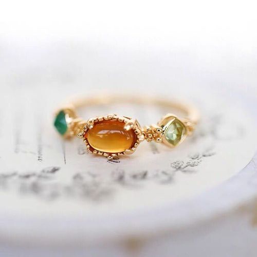 Bague Ajustable En Calcédoine Naturelle Pour Femme, Anneau De Styliste, Ouvert, Trois Couleurs, Élégant, Breloque, Créatif, Rétro, Bijoux En Argent