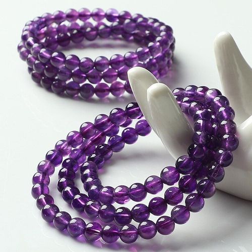 Bracelet En Cristal Améthyste 7a, Bijou Violet À Trois Cercles, 6mm, Bijoux En Jade, Pour Noël, Ajouter Un Certificat