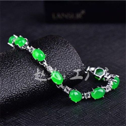 Bracelets En Jade Vert Naturel Pour Femmes, En Argent Sterling 925, Perles Émeraude