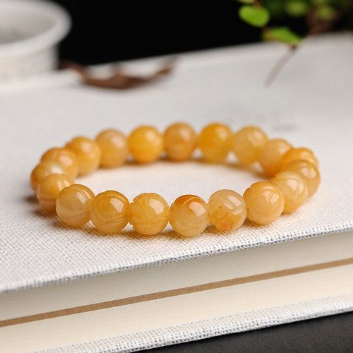Bracelet En Perles Naturelles De Jade Émeraude Jaune, Fait À La Main, Pour Femmes, Perles De Noël De 10mm