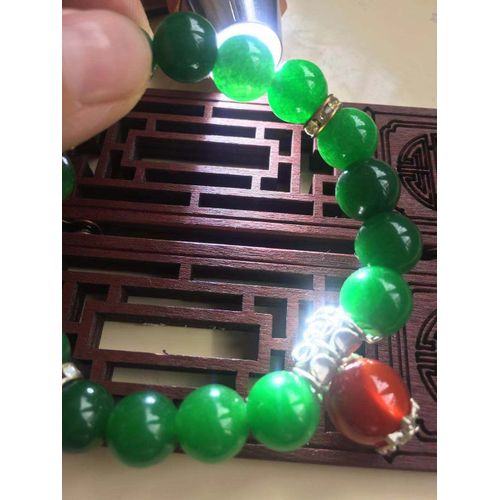 Bracelet En Argent 925 Naturel Avec Perles Émeraude De Jade Vert Pour Femmes, Avec Perles D'agate Rouge